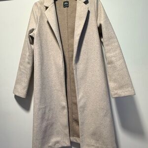 Zara Light Beige Wool Blend Coat